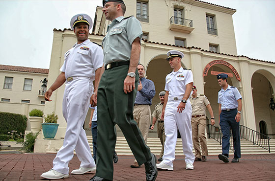 NPS as the instutuion with students walking by.