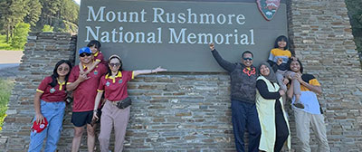 International students at Mount Rushmore National Park