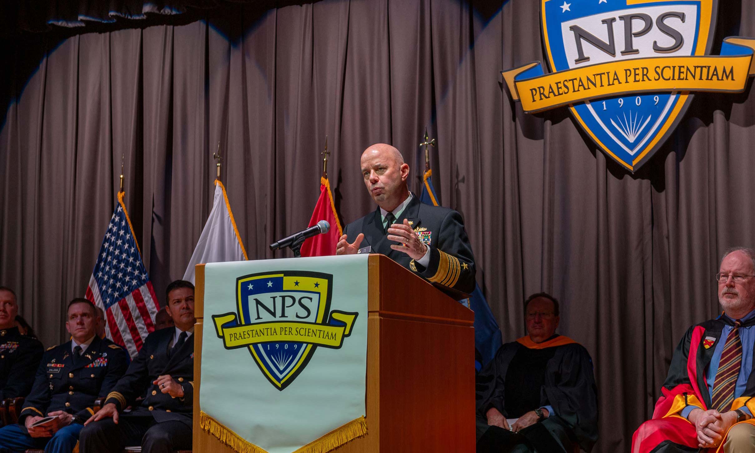 Vice Chief, Distinguished Alumnus Adm. James Kilby Celebrates NPS’ Fall Quarter Graduates