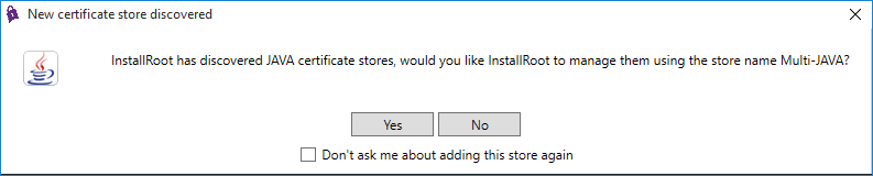 Install Root pop up - Java