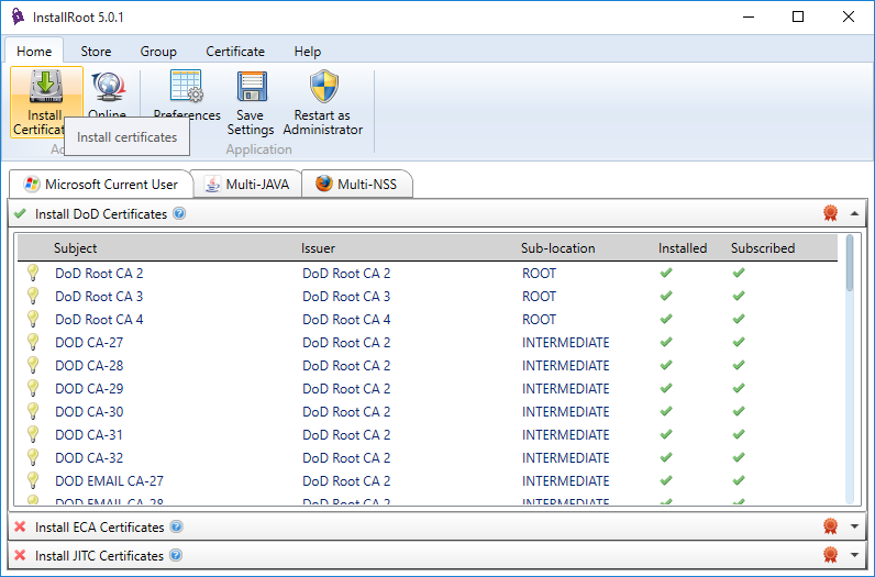 install dod certs